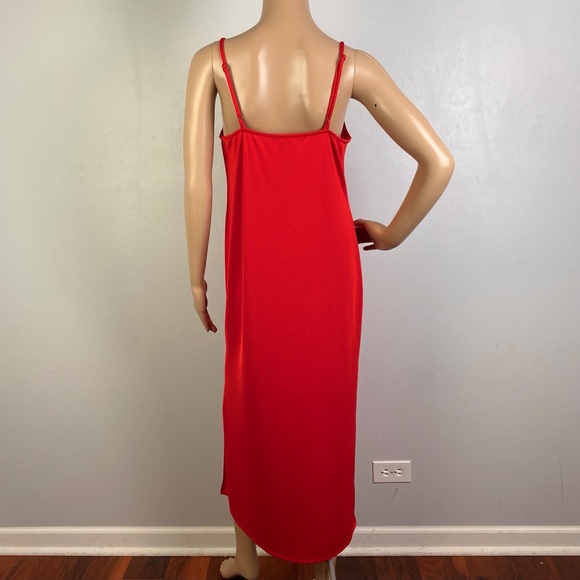 NEW SOMETHING NAVY RED SLIP MIDI DRESS - Picture 7 of 9